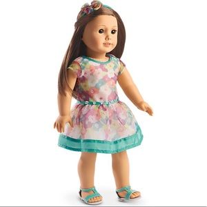 American Girl Floral Dress Doll Outfit in Teal, Pink, Purple